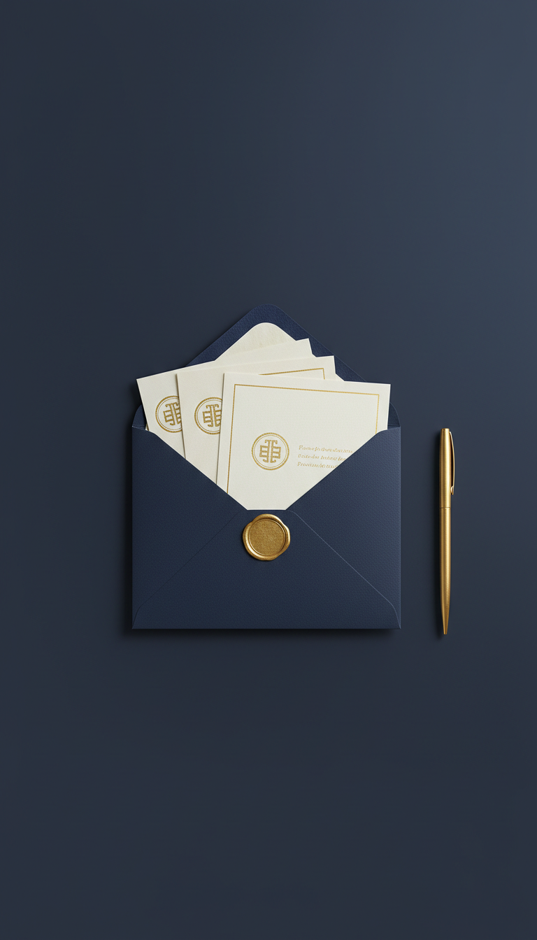 Client Welcome Packet in Navy Envelope
